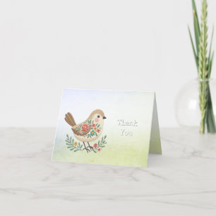 Little Bird Floral Gold Carte de remerciements
