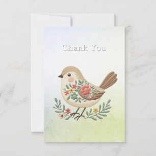 Little Bird Floral Gold Danke Karte