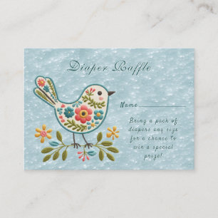 Little Bird Floral Green Blätter Baby Shower Begleitkarte