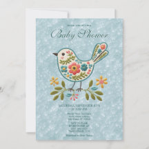 Little Bird Floral Green Blätter Baby Shower