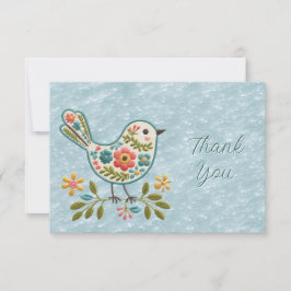 Little Bird Floral Green Blätter Danke Karte