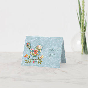 Little Bird Floral Green Feuille Cartes de remerci