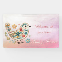 Little Bird Floral Pink Baby Dusche
