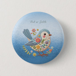 Little Bird Floral Stickerei Blue Button
