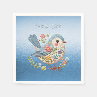 Little Bird Floral Stickerei Blue Napkins Serviette