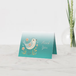 Little Bird Floral Stickerei Grün Danke Karte