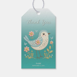 Little Bird Floral Stickerei Grüne Geschenkmarke Geschenkanhänger