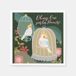 Little Bird Rainbow Green Girl zum ersten Geburtst Serviette