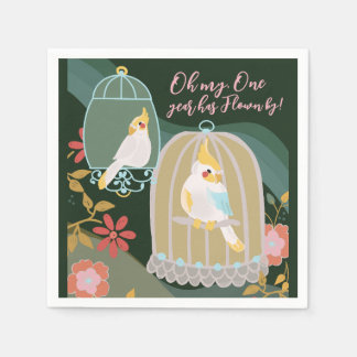 Little Bird Rainbow Green Girl zum ersten Geburtst Serviette
