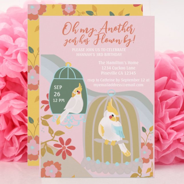 Little Bird Rainbow Pink Girl Birthday Einladung (Von Creator hochgeladen)