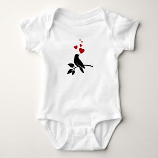little bird with hearts baby strampler