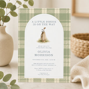 Little Birdie Golf Karo Baby Shower Einladung
