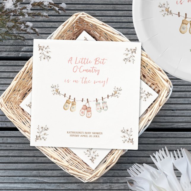 Little Bit of Country Winter Boho Baby Girl Shower Serviette (Von Creator hochgeladen)