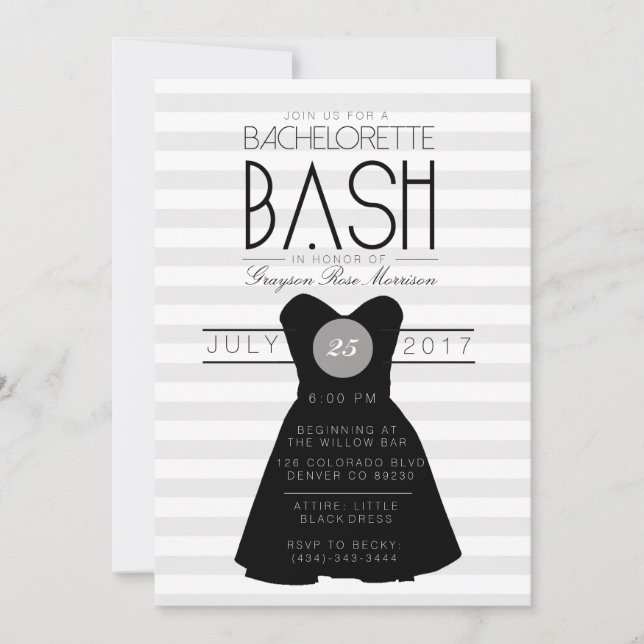 Little Black Dress Bachelorette Bash | PARTY Einladung (Vorderseite)