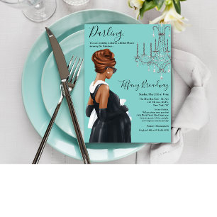 Little Black Dress Blue Glam Baby Dusche Einladung