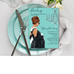 Little Black Dress Blue Glam Baby Dusche Einladung