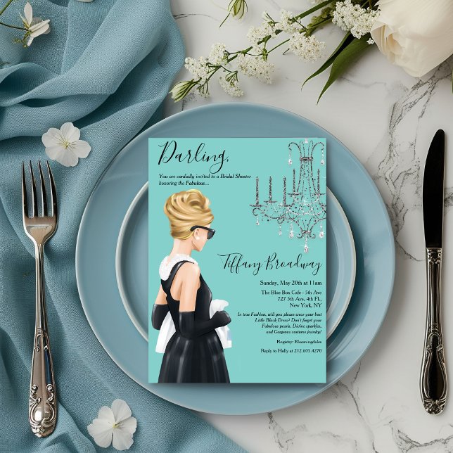 Little Black Dress Blue Glam Brautparty Einladung (Von Creator hochgeladen)