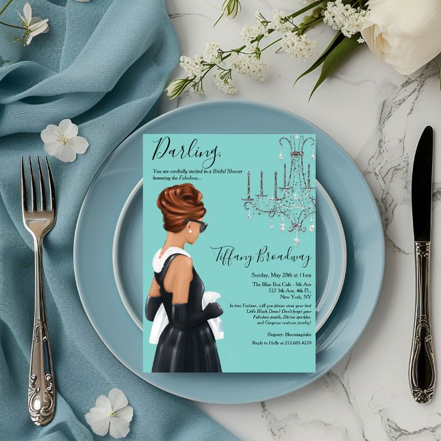 Little Black Dress Blue Glam Brautparty Einladung (Von Creator hochgeladen)