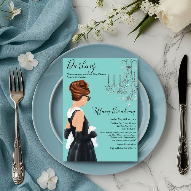 Little Black Dress Blue Glam Brautparty Einladung (Von Creator hochgeladen)