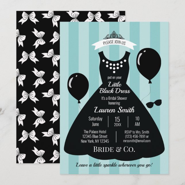 Little Black Dress Brautparty Einladung (Vorne/Hinten)
