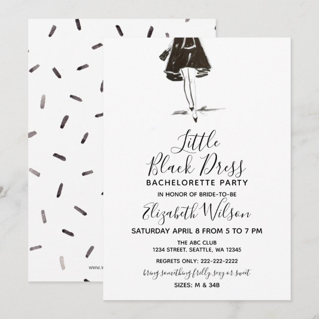 Little Black Dress High Heels Junggeselinnen-Absch Einladung (Vorne/Hinten)