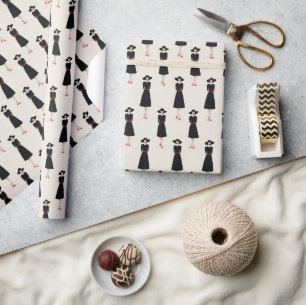Little Black Dress Society Flat Fashion Pattern Geschenkpapier