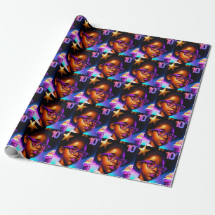 Little Black Girl 10. Geburtstag Untersetzer Geschenkpapier
