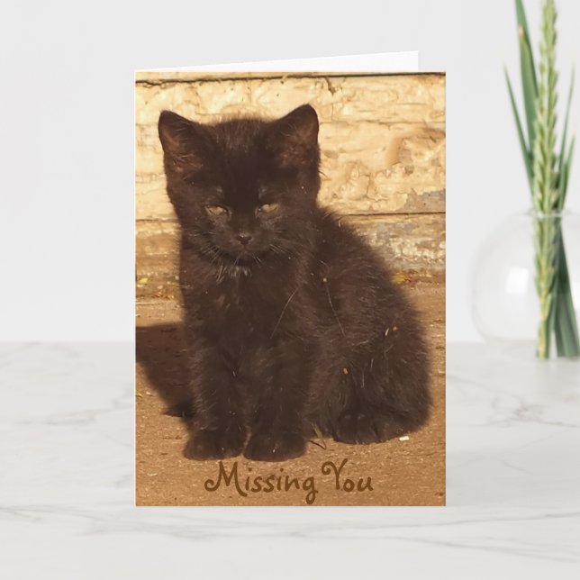 Little Black Kitten Vermisst You Card *Anpassbar Karte (Vorderseite)