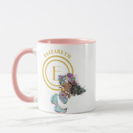 Little Black Mermaid Blue Scales Monogramm benannt Tasse