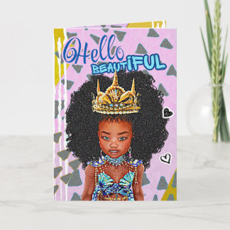 Little Black Mermaid Girl Blank Greeting Card Karte
