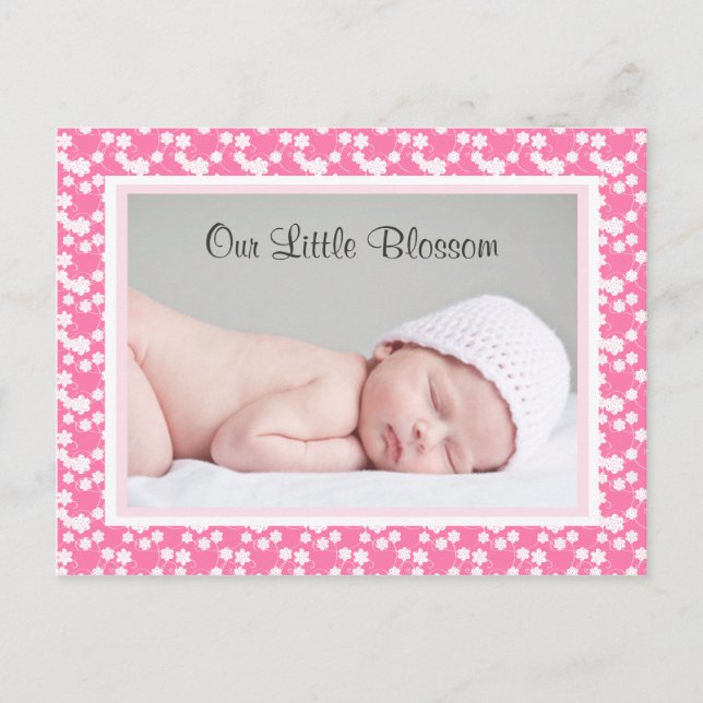 Little Blossom Baby Announctions Card Ankündigungspostkarte (Vorderseite)