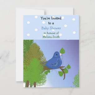 Little Blue Bird Baby Shower Einladung