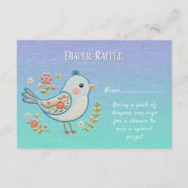 Little Blue Bird Floral Baby Dusche Begleitkarte