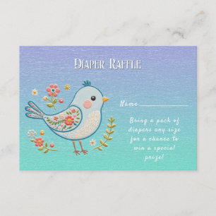 Little Blue Bird Floral Baby Dusche Begleitkarte