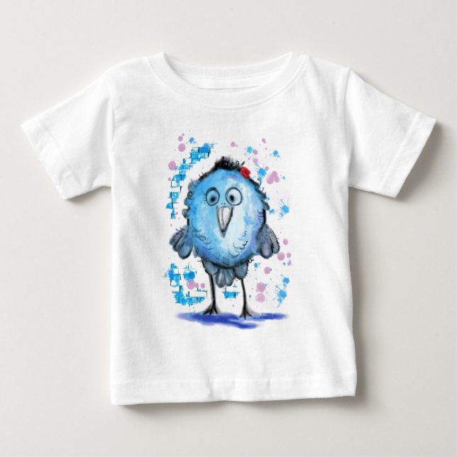 Little Blue Bird Funny Baby T-shirt (Devant)