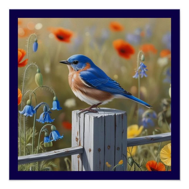 Little Blue Bird Glossy Poster (Vorderseite)
