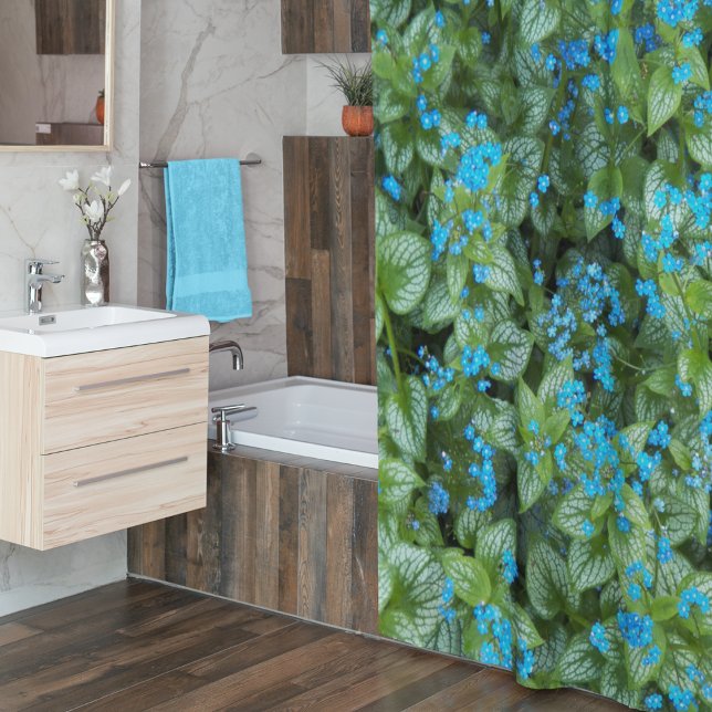 Little Blue Brunnera Blume Floral Duschvorhang (In Situ Bathroom)