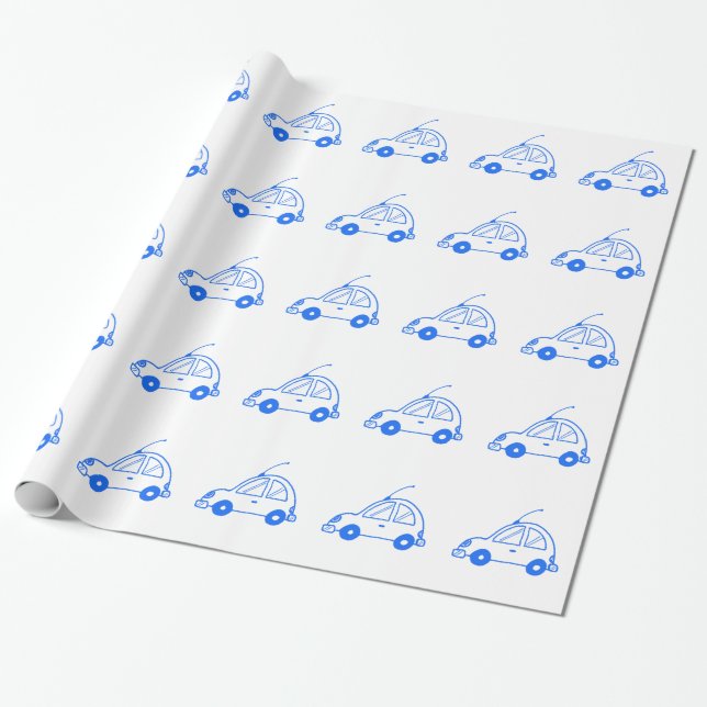 Little Blue Car Geschenkpapier (Ungerollt)