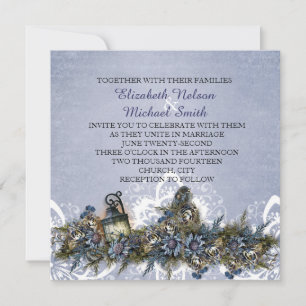 Little Blue Christmas Birds Wedding Invite Einladung