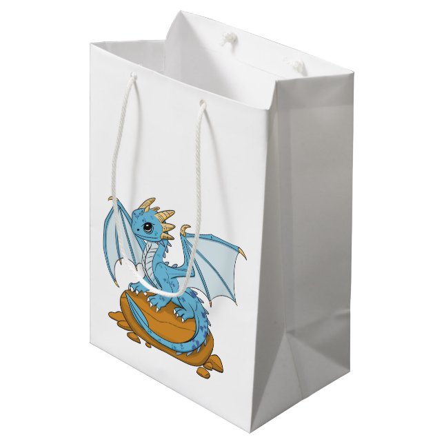 Little Blue Dragon Mittlere Geschenktüte (Vorderseite Schrägansicht)