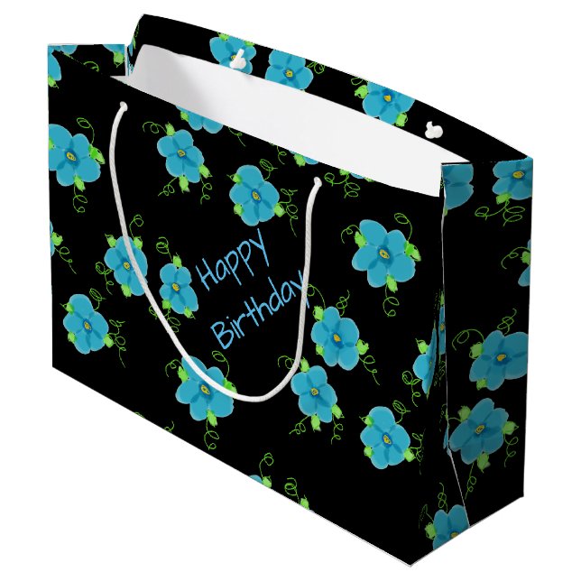 Little Blue Floral Große Geschenktüte (Rückseite Schrägansicht)