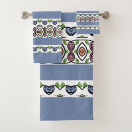 Little Blue Heart Vine Gemustert Badhandtuch Set