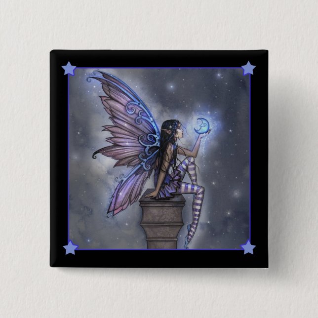 Little Blue Moon Fairy Fantasy Pinback Button (Vorderseite)