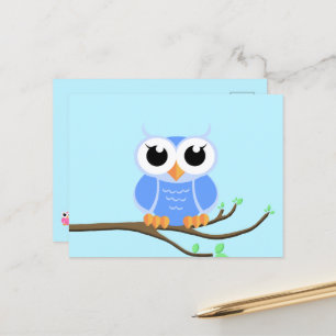 Little Blue Owl - Carte postale blanche