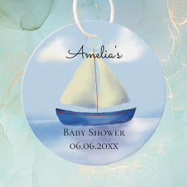 Little Blue Sail Boat Baby Dusche Geschenkanhänger