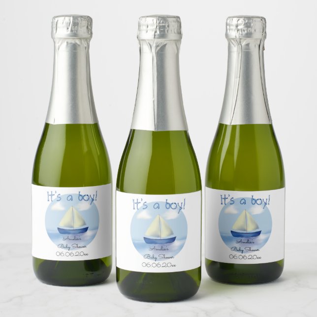 Little Blue Sailboat Boys Babydusche (Flaschen)
