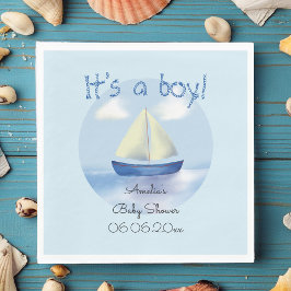 Little Blue Sailboat Boys Babydusche Serviette