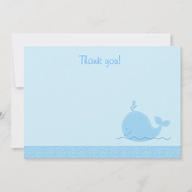 Little Blue Whale Flat Vielen Dank Mitteilungskarte (Vorderseite)