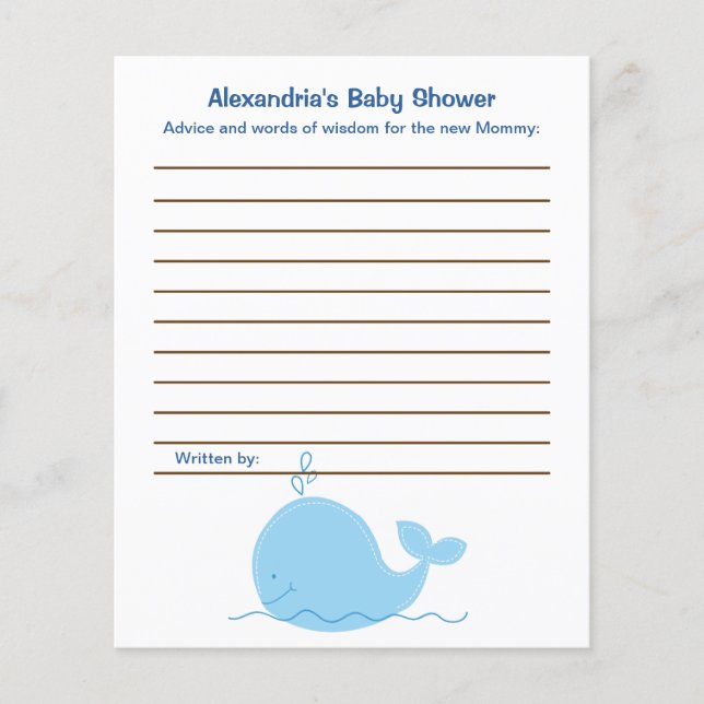 Little Blue Whale Flyer Babyduschratenkarte (Vorderseite)
