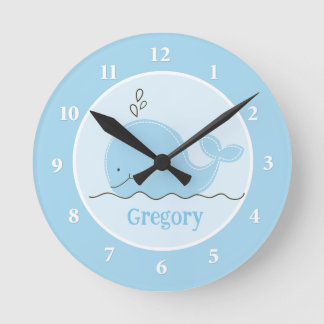 Little Blue Whale Personalisiert Wall Clock Runde Wanduhr